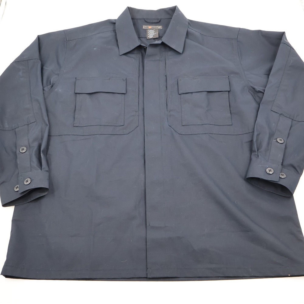 5.11 Tactical TDU Shirt Mens XL Black Ripstop Long Sleeve Utility Work Cargo